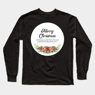 Merry Christmas Round Sticker 28 Long Sleeve T-Shirt